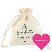 Schmuckbeutel Leinen "a gift for you" Off white