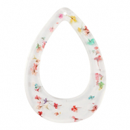 Resin Anh&auml;nger mit getrockneter Blume Tropfen Gold-multicolour