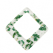 Resin Anh&auml;nger mit getrockneter Blume Raute Green-gold