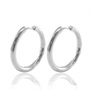 Ohrringe aus Stainless Steel - Rostfreiem Stahl Creolen reversible 23mm Silver