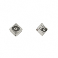 Metall Perlen DQ Rhombus mit Auge Antik silber (Nickelfrei)