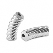 Tube Acrylperlen Twisted Silver