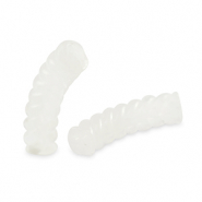 Tube Acrylperlen Twisted Transparent white