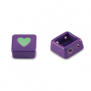 Tile beads Viereck Grape purple-turquoise