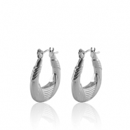 Ohrringe aus Stainless Steel - Rostfreiem Stahl Creolen Oval Silver