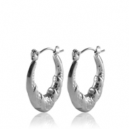 Ohrringe aus Stainless Steel - Rostfreiem Stahl Creolen Oval Silver