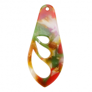 Resin Anh&auml;nger Fl&uuml;gel Multicolor pink-green