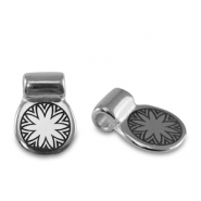 Metall Schieber DQ Blume Antik silber (Nickelfrei)