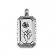 Metall Anh&auml;nger DQ Blume Antik silber (Nickelfrei)