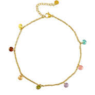 Fusskettchen aus Stainless Steel - Rostfreiem Stahl Stone Gold-multicolour