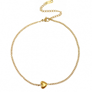 Fusskettchen aus Stainless Steel - Rostfreiem Stahl Herz Gold