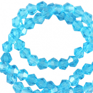 Glas Top Facett Perlen Bicone 6mm Azure turquoise blue