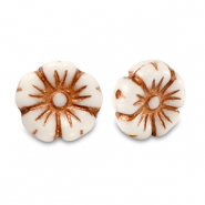 B&ouml;hmische Perlen Blume 9mm Copper brown metallic-white