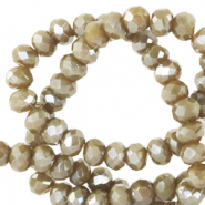 Top Glas Facett Perlen 4x3mm rondellen Khaki green-pearl shine coating