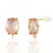 Ohrringe / Ohrstecker aus Kristallglas mit &Ouml;se Oval Peach-gold