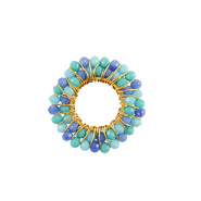 Stainless Steel - Rostfrei Stahl Anh&auml;nger Facett 24mm  Blue-gold