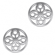 Stainless Steel - Rostfrei Stahl Anh&auml;nger Zwischenst&uuml;ck Blume Silver