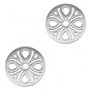 Stainless Steel - Rostfrei Stahl Anh&auml;nger Zwischenst&uuml;ck Blume Silver
