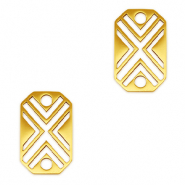 Stainless Steel - Rostfrei Stahl Anh&auml;nger Zwischenst&uuml;ck Achteck X Gold