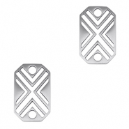 Stainless Steel - Rostfrei Stahl Anh&auml;nger Zwischenst&uuml;ck Achteck X Silver