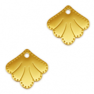 Stainless Steel - Rostfrei Stahl Anh&auml;nger Zwischenst&uuml;ck Muschel Gold