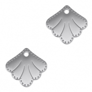 Stainless Steel - Rostfrei Stahl Anh&auml;nger Zwischenst&uuml;ck Muschel Silver