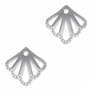 Stainless Steel - Rostfrei Stahl Anh&auml;nger Zwischenst&uuml;ck Muschel Silver