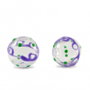 Handbemalt Glasperlen 14mm Transparent-purple green