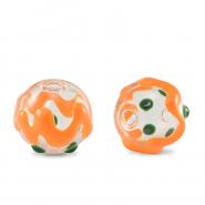 Handbemalt Glasperlen 14mm Transparent-green orange
