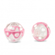 Handbemalt Glasperlen 14mm Transparent-pink white