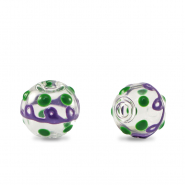 Handbemalt Glasperlen 8mm Transparent-purple green