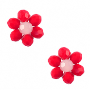 Top Facett Perlen Anh&auml;nger Blume Red-pink