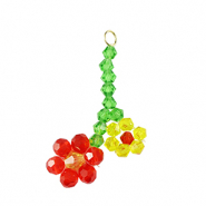 Top Facett Perlen Anh&auml;nger Blume Gold-red yellow