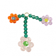 Top Facett Perlen Anh&auml;nger Blume Gold-pink orange