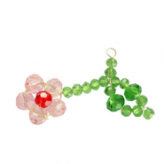 Top Facett Perlen Anh&auml;nger Blume Gold-pink red