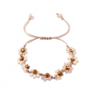 Facett Glas Armb&auml;nd Blume Multicolour pink-topaz brown