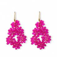 Top Facett Perlen Ohrringe Tropfen Gold-neon pink