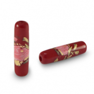 Glasperlen Tube Blume Port red-rose red