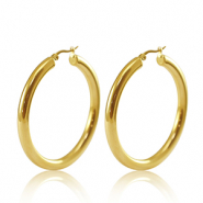 Ohrringe aus Stainless Steel - Rostfreiem Stahl Creolen 50mm Gold