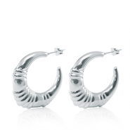Ohrringe / Ohrstecker aus Stainless Steel - Rostfreiem Stahl Creolen Oval Silber