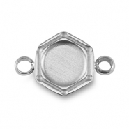 Geburtssteine Anh&auml;nger mit Fassung f&uuml;r SS16 Flatback aus Stainless Steel Silver