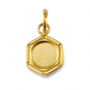 Geburtssteine Anh&auml;nger mit Fassung f&uuml;r SS16 Flatback aus Stainless Steel Gold