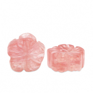 Naturstein Perlen Glas Blume Pink