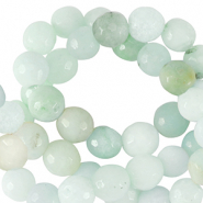Naturstein Perlen Chalcedon (Quarz) 4mm Facett geschliffen Turquoise blue