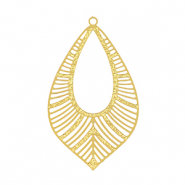 Stainless Steel - Rostfrei Stahl Anh&auml;nger Bohemian Blatt Gold
