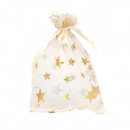 Schmuckbeutel Organza 9x12cm Stern Apricot-gold