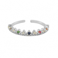 Brass TQ Metall Ring Zirkonia Silver-multicolour