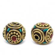 Bohemian-Perlen Turquoise-red antique gold