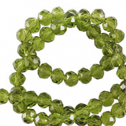 Top Glas Facett Perlen 6x4mm rondellen Dark lime green
