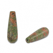 Naturstein Perlen Unakite Tropfen Pink-green